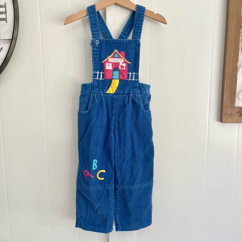 VINTAGE CORDUROY BLUE OVERALLS 2T JOYEUX GAMIN HAPPY KIDS